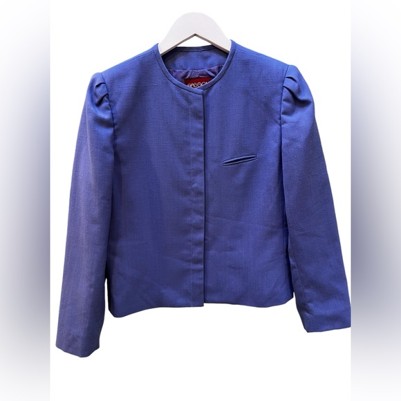 Vintage Sasson Linen Blend Button up Jacket with Slight Puff Sleeves 14/15 - Picture 1 of 5